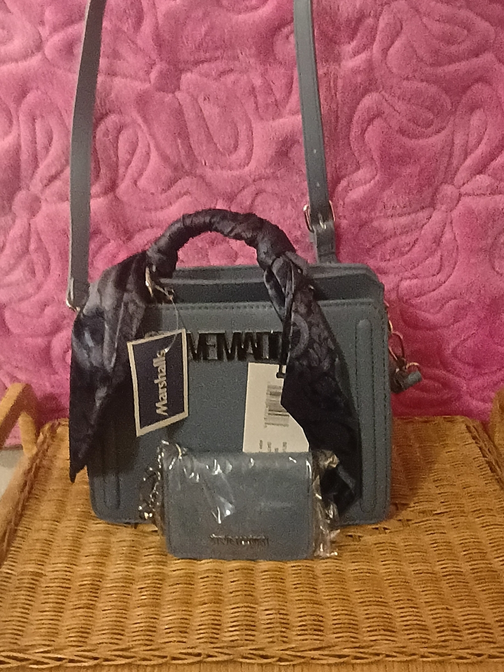 Steve Madden Blue Structured Top-Handle Crossbody Bag